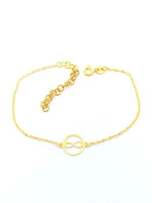 Silver 925 round infinity gold hand bracelet