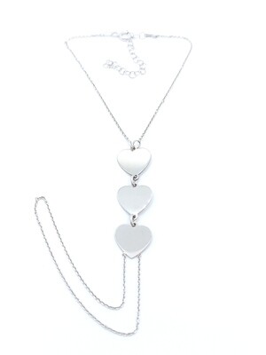 Silver 925 single or triple heart bracelet ring (shahmeran)