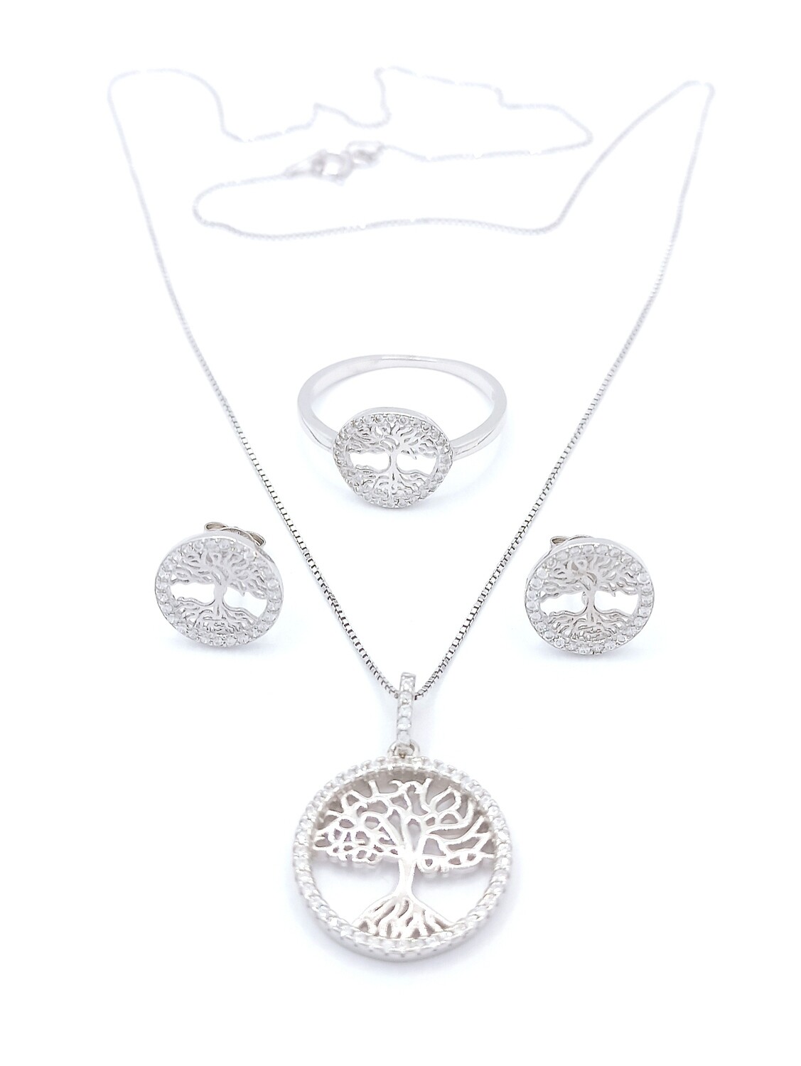 Silver 925 tree of life stone set