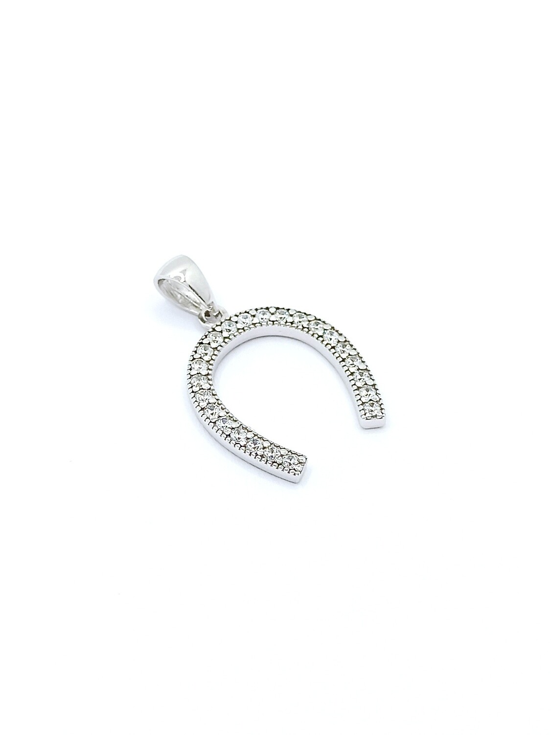 Silver 925 horseshoe pendant white stone