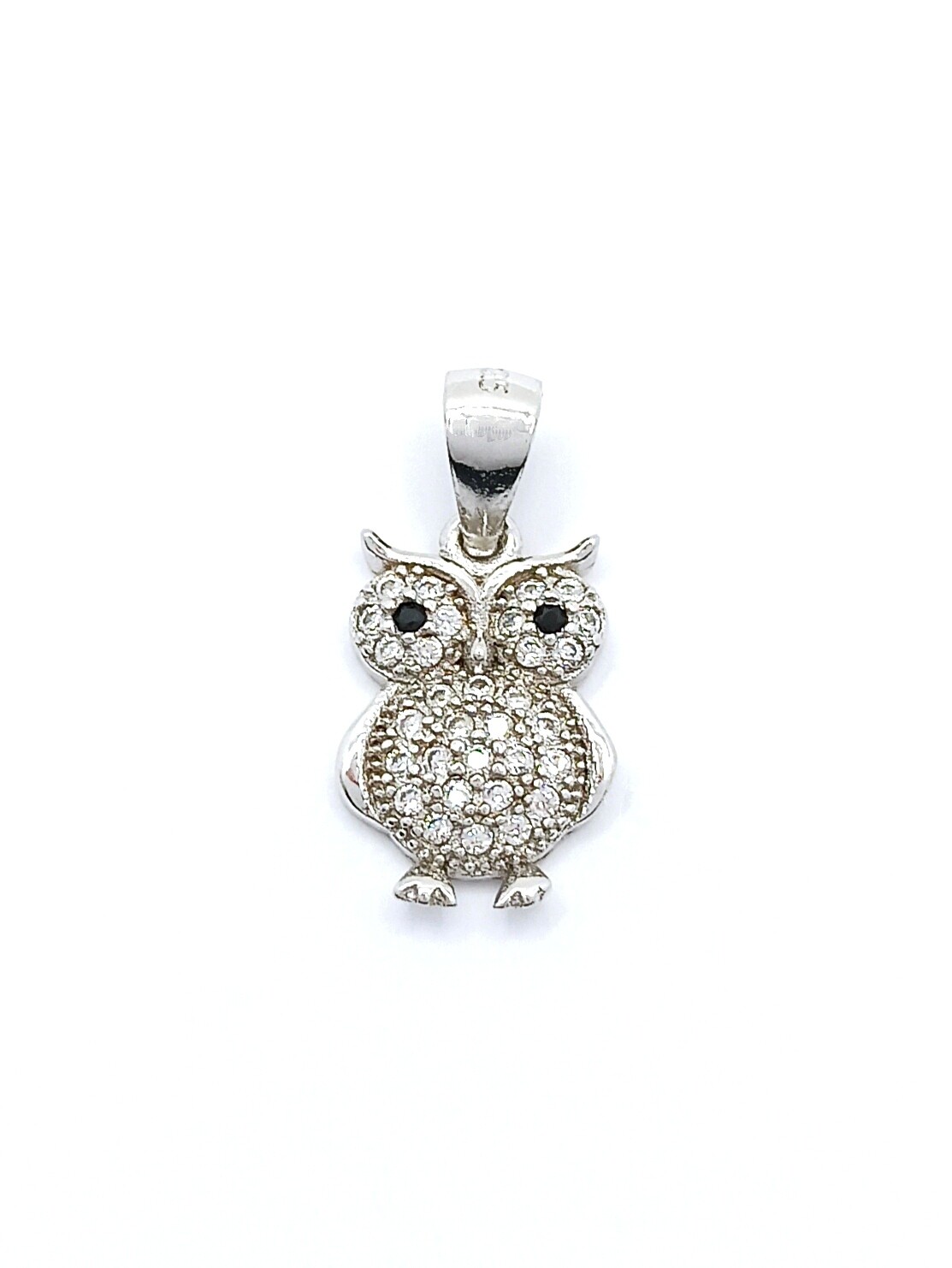 Silver 925 stone owl bird pendant, MODEL-SIZE: 1 Pendant Height: 1.8cm-Width : 0.9cm