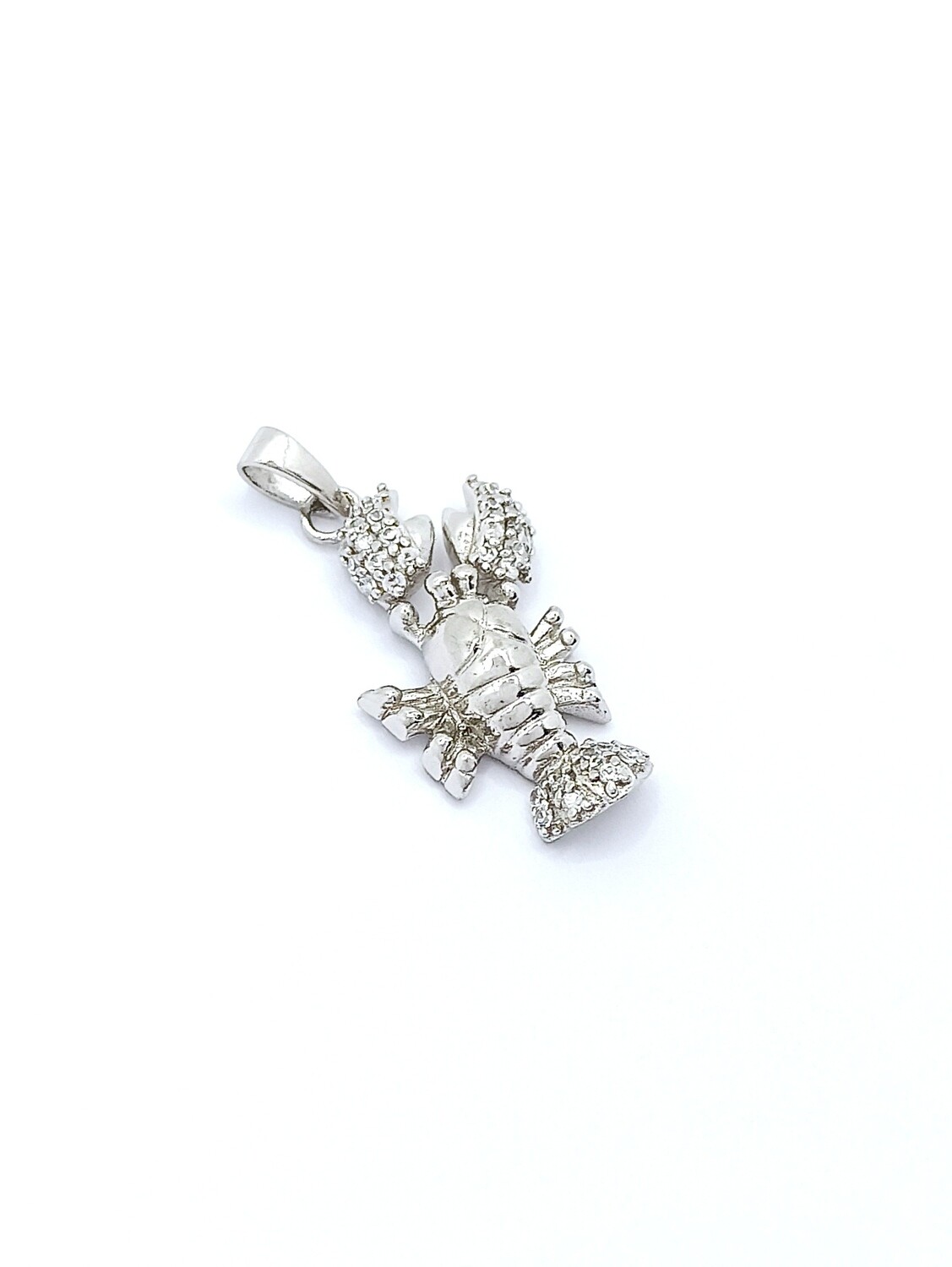 Silver 925 white stone lobster pendant