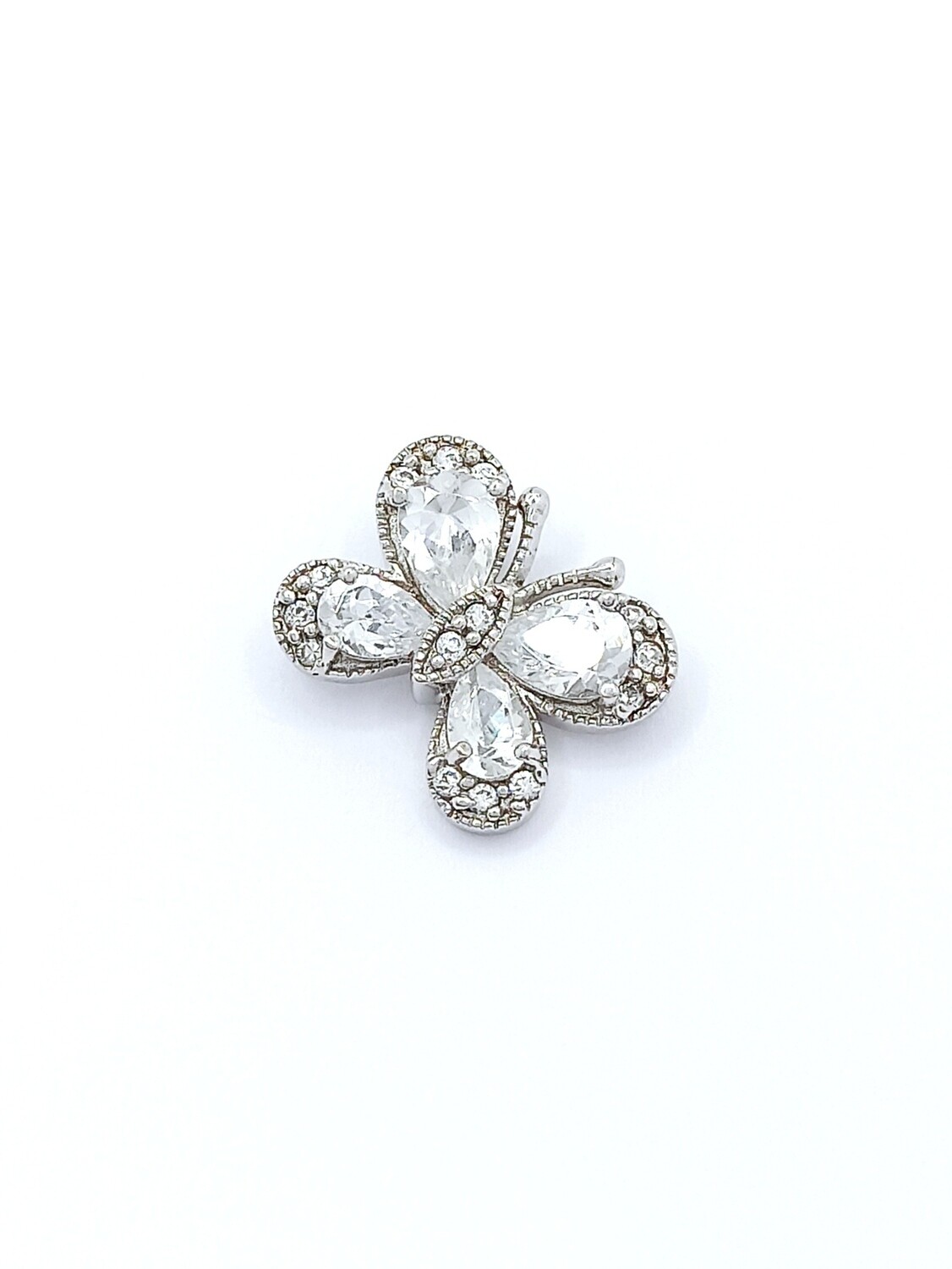 Silver 925 white stone butterfly pendant, MODEL-SIZE-STONE: 1 Pendant Height: 1.5cm-Width : 1.8cm-White zirconia