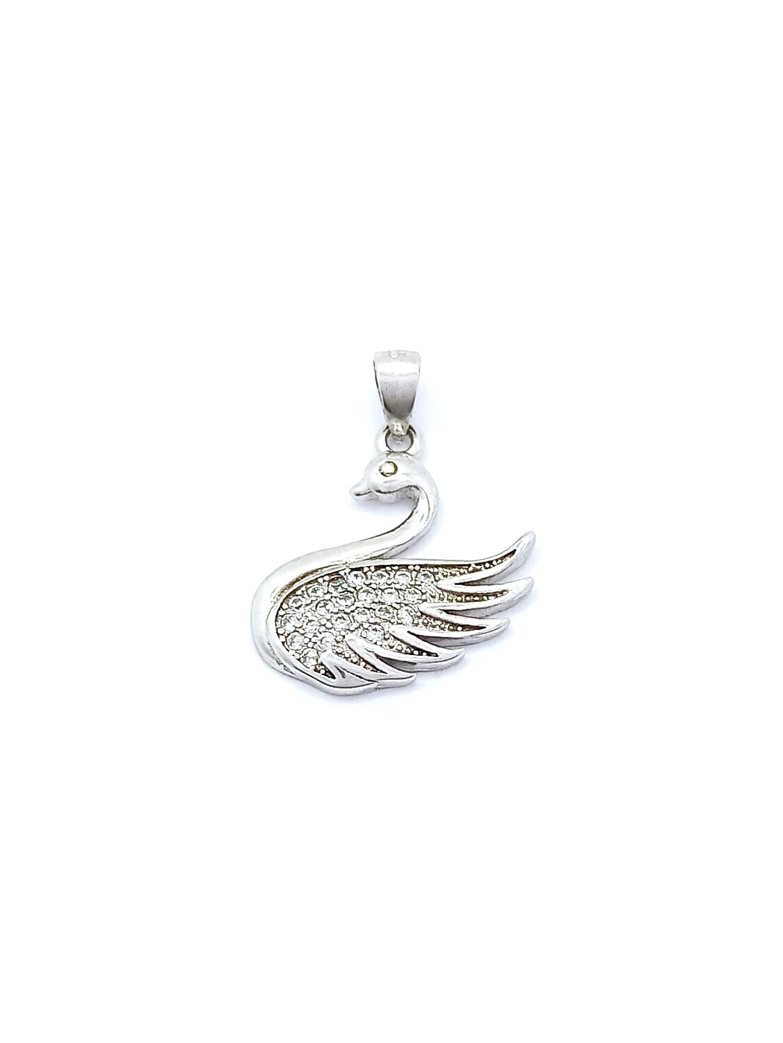 Silver 925 white stone swan pendant
