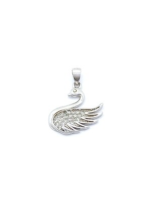 Silver 925 white stone swan pendant