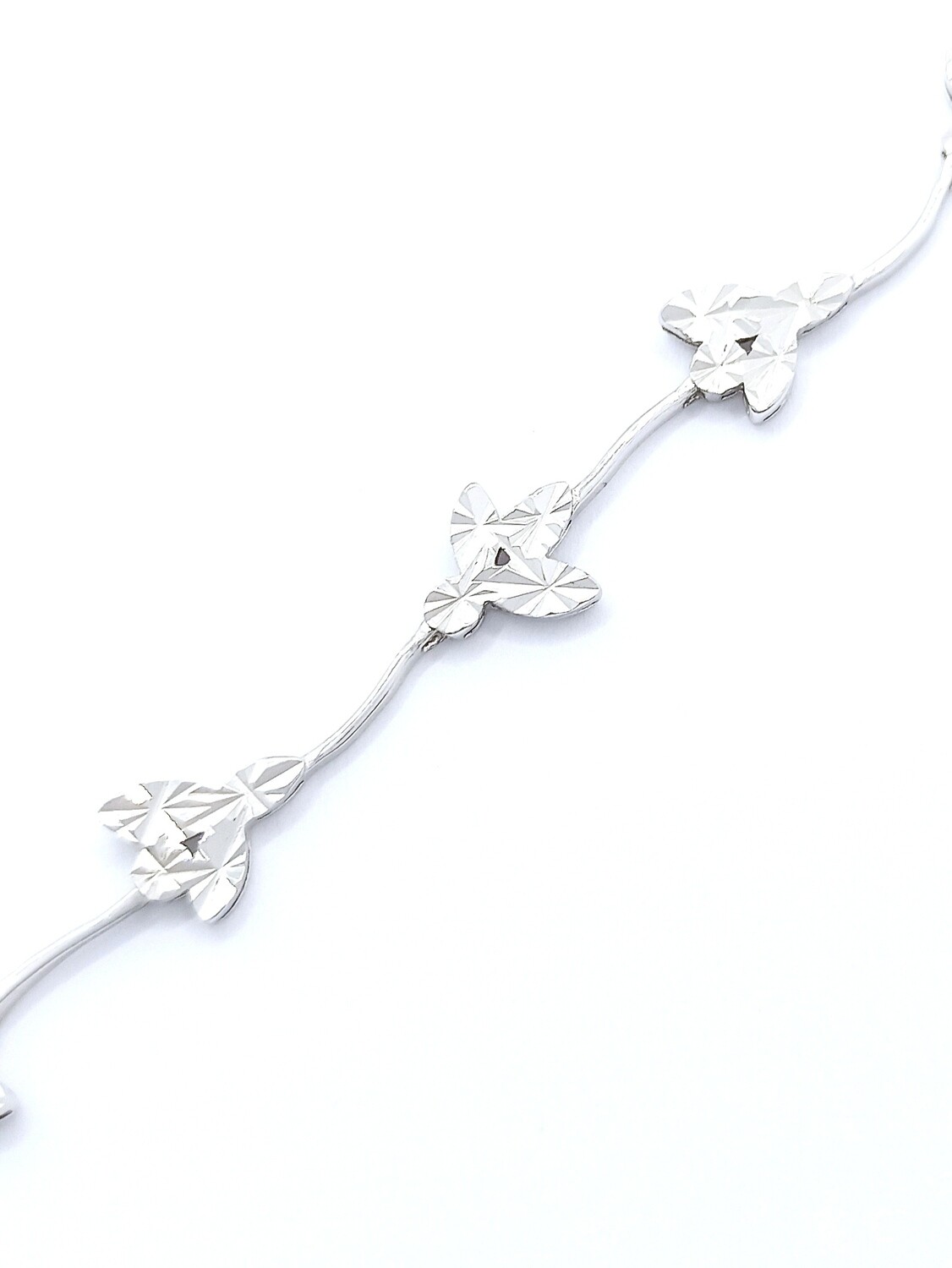 Silver 925 diamond cut hand bracelet, MODEL: 1 Leaf design