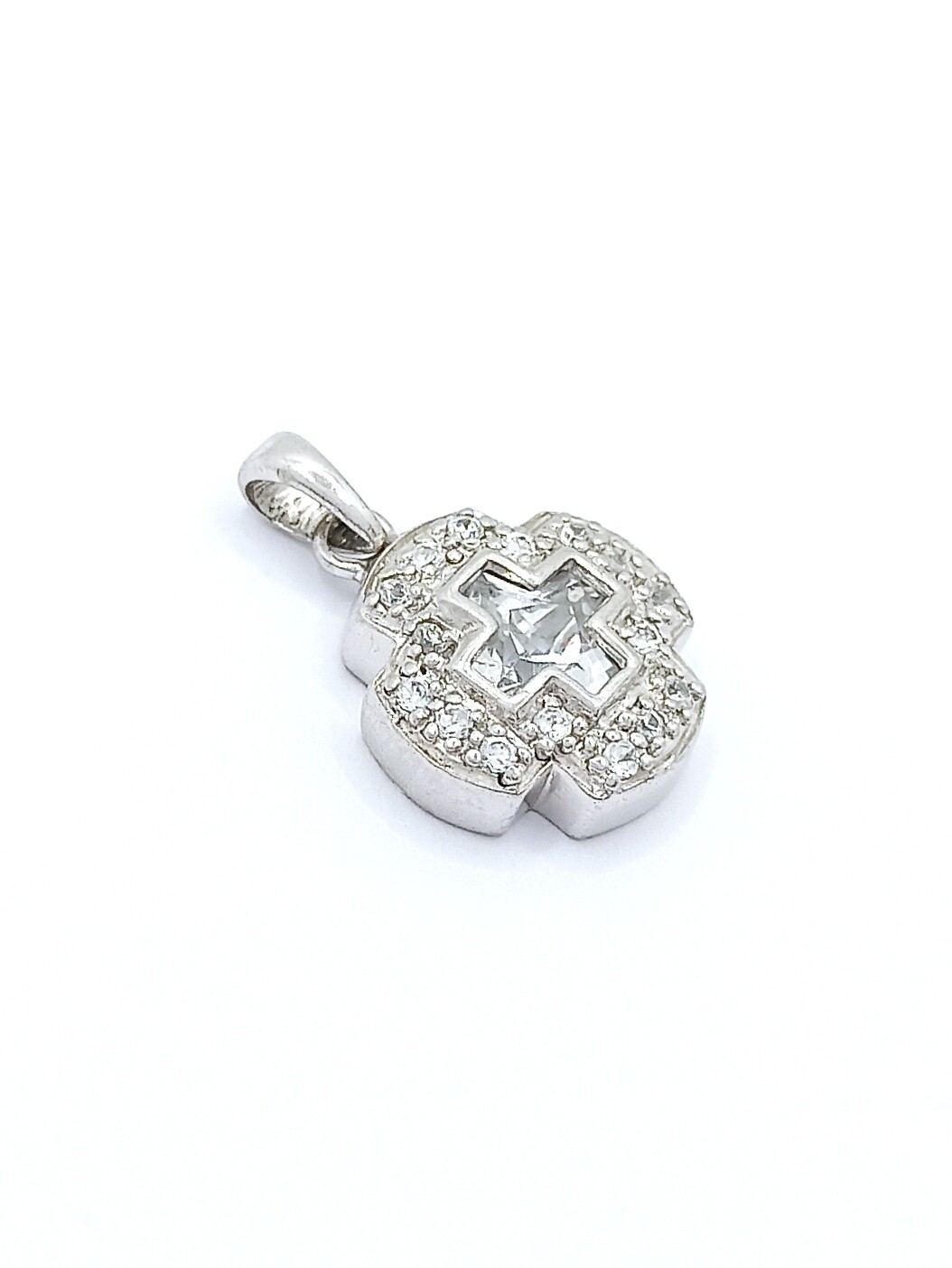 Silver 925 white stones cross pendant