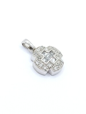 Silver 925 white stones cross pendant