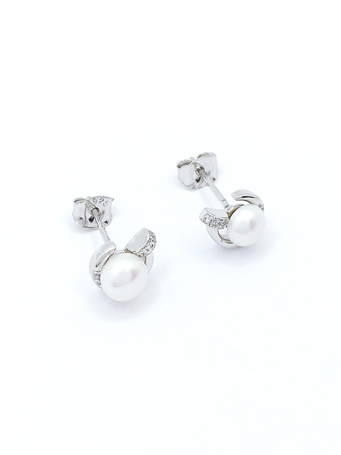 Silver 925 pearl stone nail stud earrings