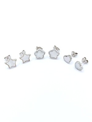 Silver 925 fildisi star-flower-heart earring