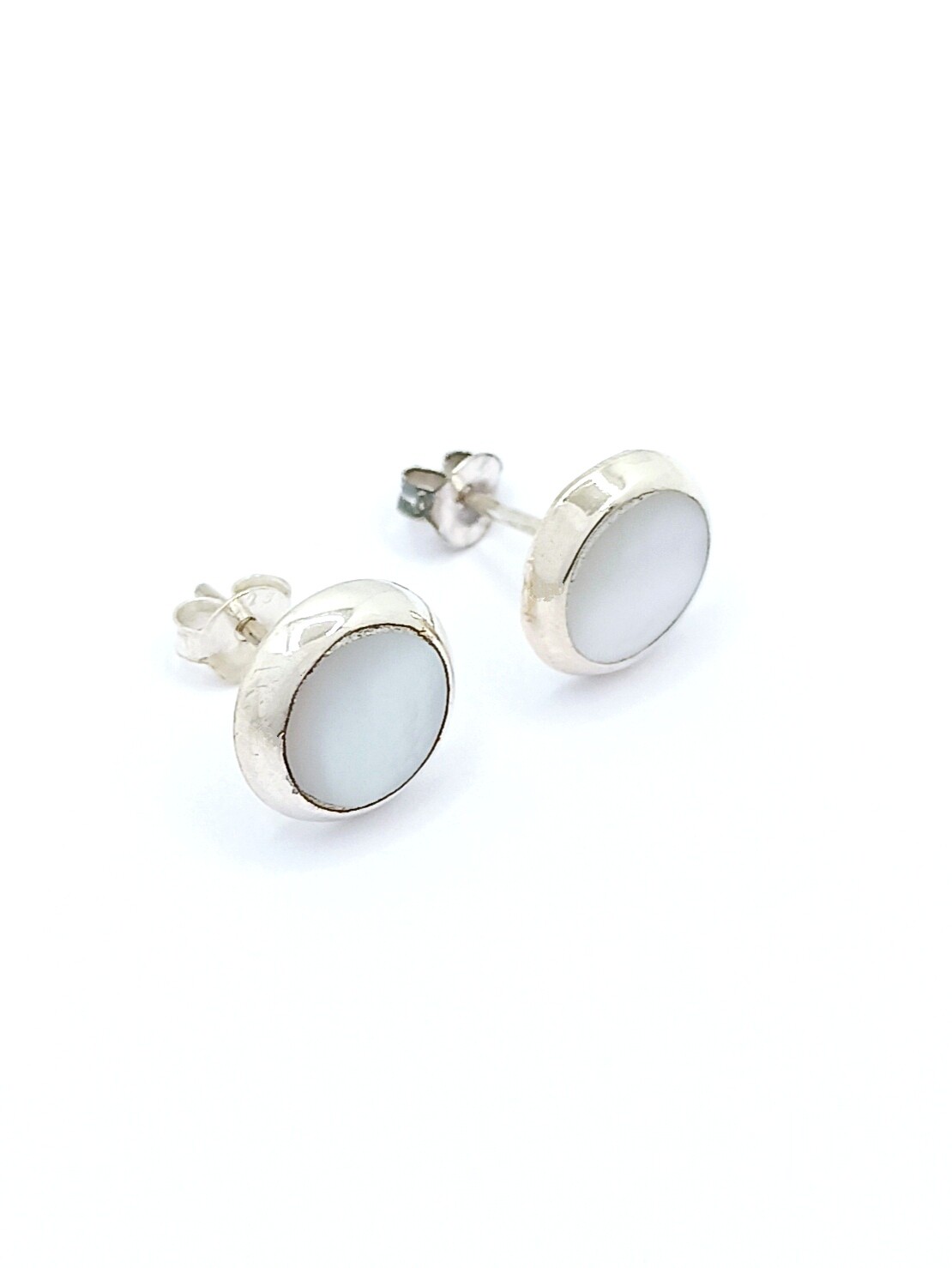 Silver 925 fildisi stone round earring
