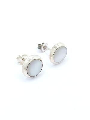 Silver 925 fildisi stone round earring