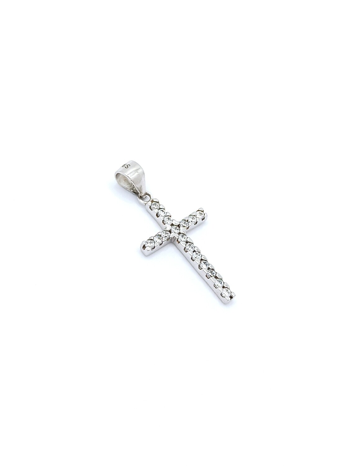 Silver 925 white or rose cross pendant, MODEL-COLOR-STONE COLOR-SIZE: 1-White gold plated-White zirconia-Pendant Height: 2.7cm-Width: 1.2cm