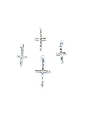 Silver 925 white stone cross pendant