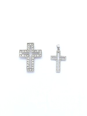 Silver 925 white stone cross pendant