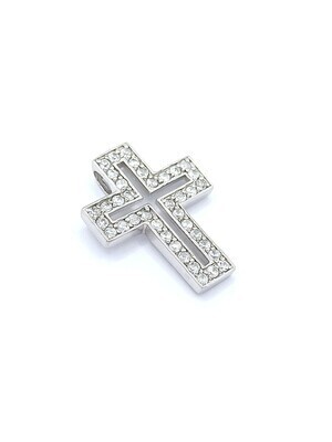 Silver 925 white stone cross pendant, MODEL-SIZE: 1 Pendant Lenght: 2.6cm-Width: 2cm