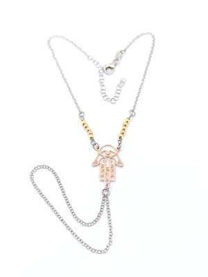 Silver 925 Hamsa design bracelet ring