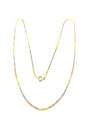 Silver 925 3 color round twist necklace