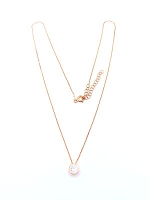 Silver 925 single round stone necklace