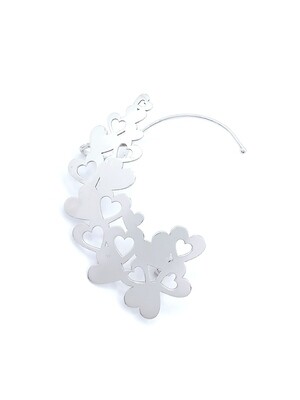 Silver 925 heart design ear climbers earring