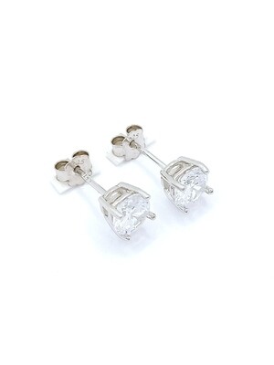 Silver 925 single round stone earrings