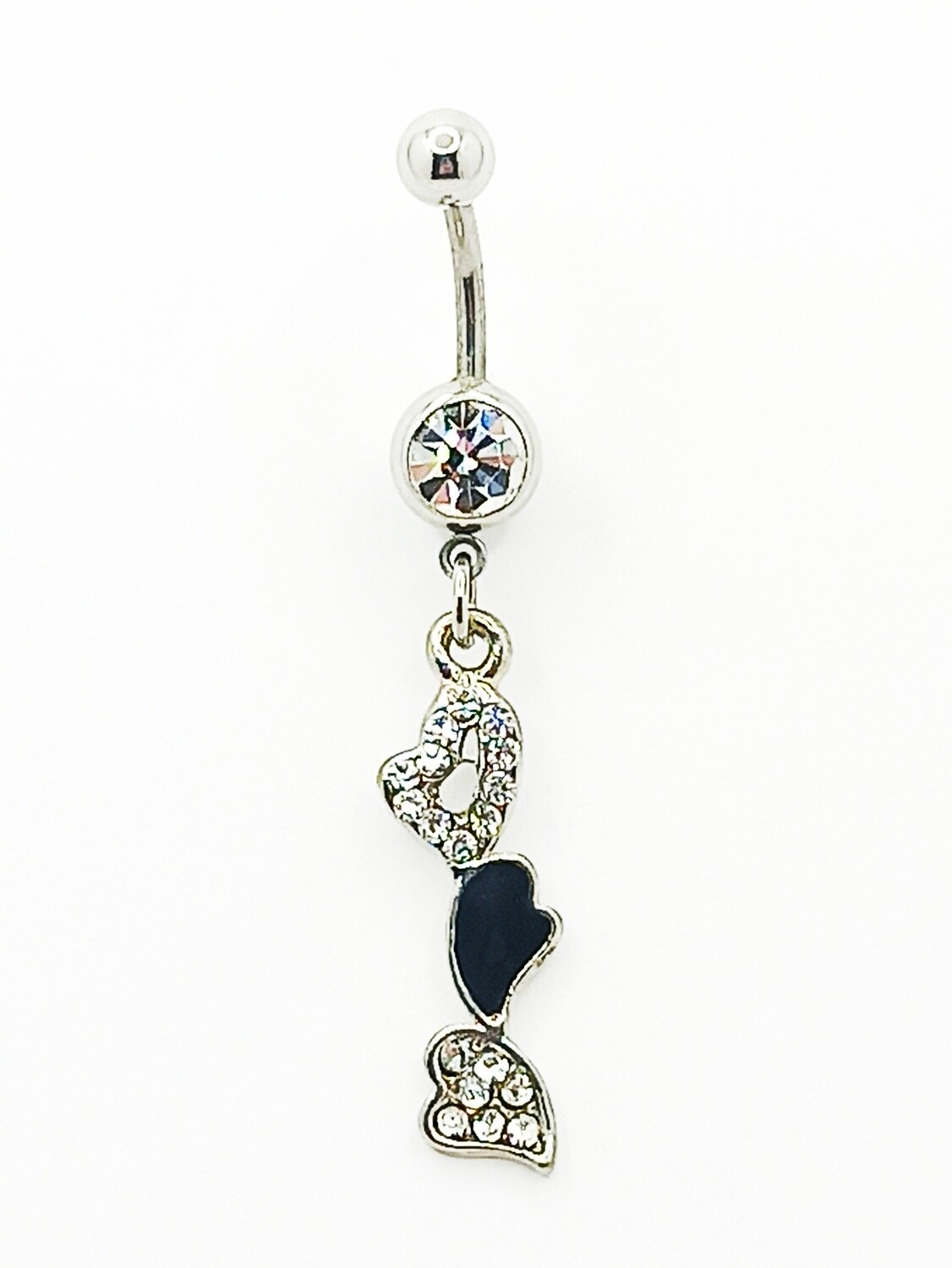 316L surgical steel heart Belly ring, MODEL: 1= triple hearts
