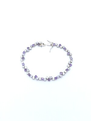 Silver 925 color stone riviera hand bracelet