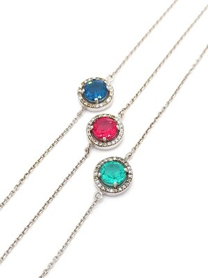 Silver 925 color stone hand bracelet