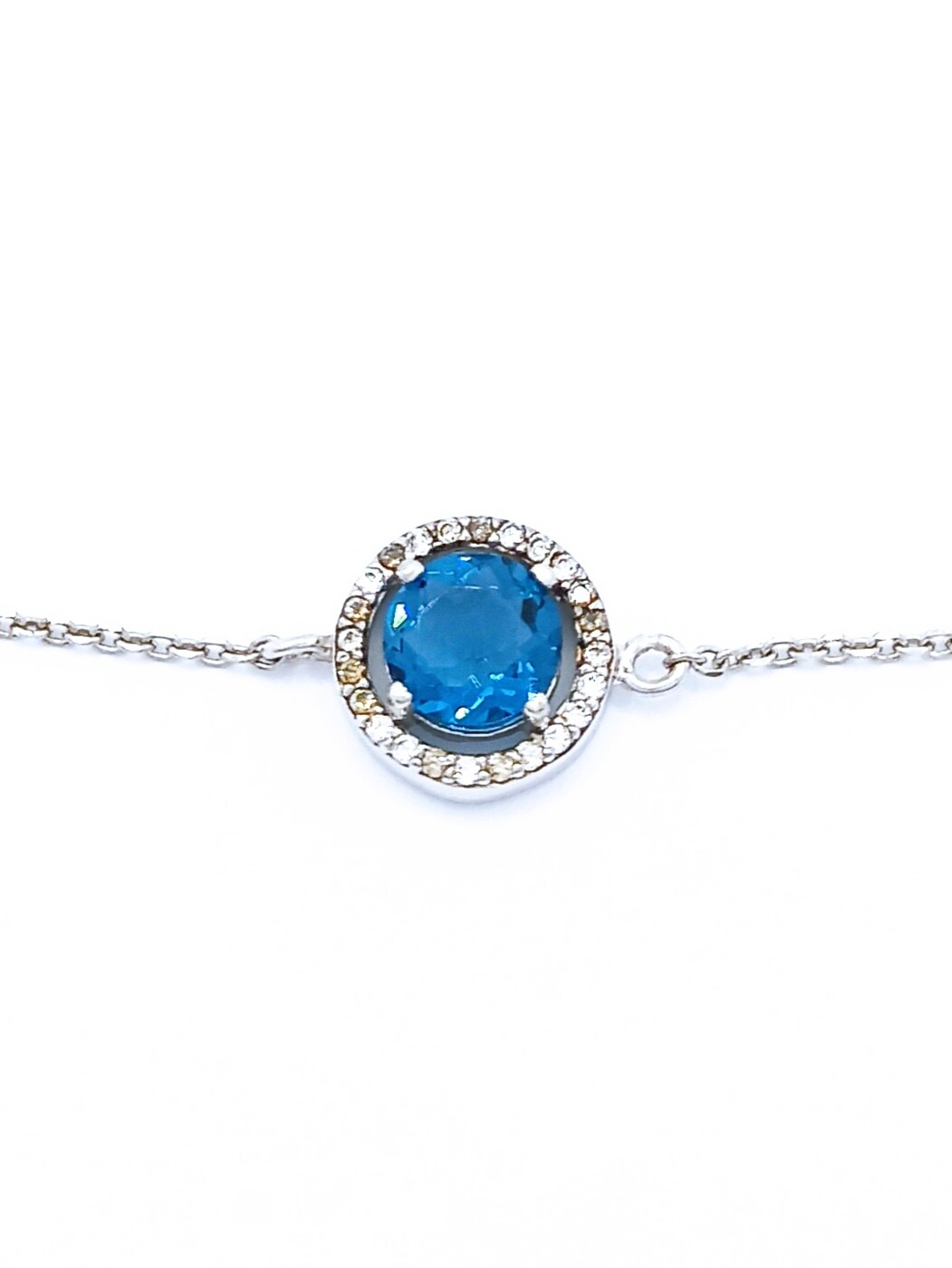 Silver 925 color stone hand bracelet, STONE COLOR: 1 CZ Blue &amp; white zirconia