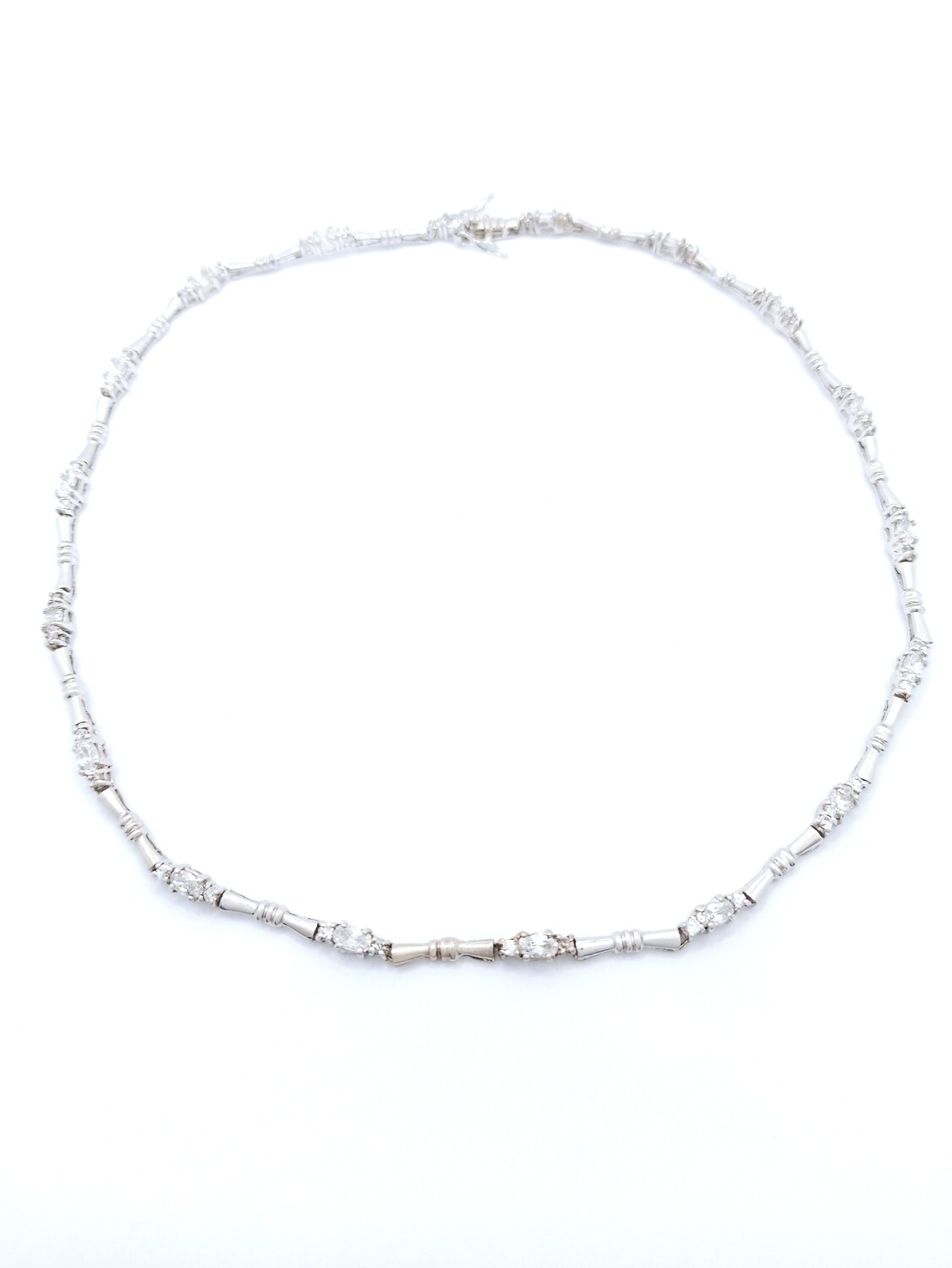 Silver 925 white stone all around necklace