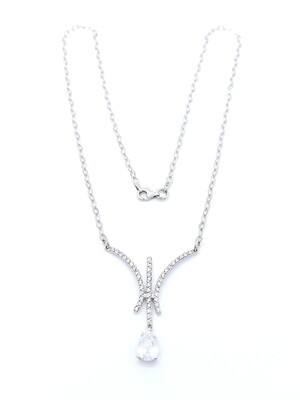 Silver 925 water drop stone necklace