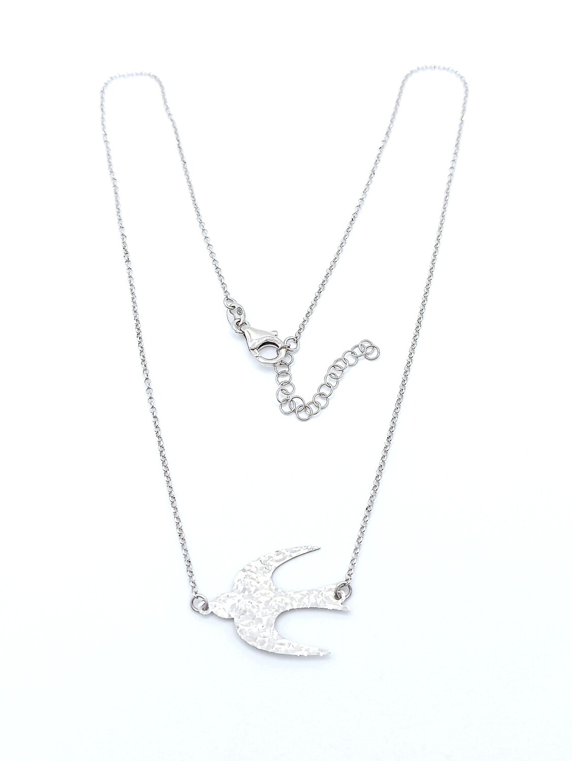 Silver 925 diamond cut swallow bird necklace