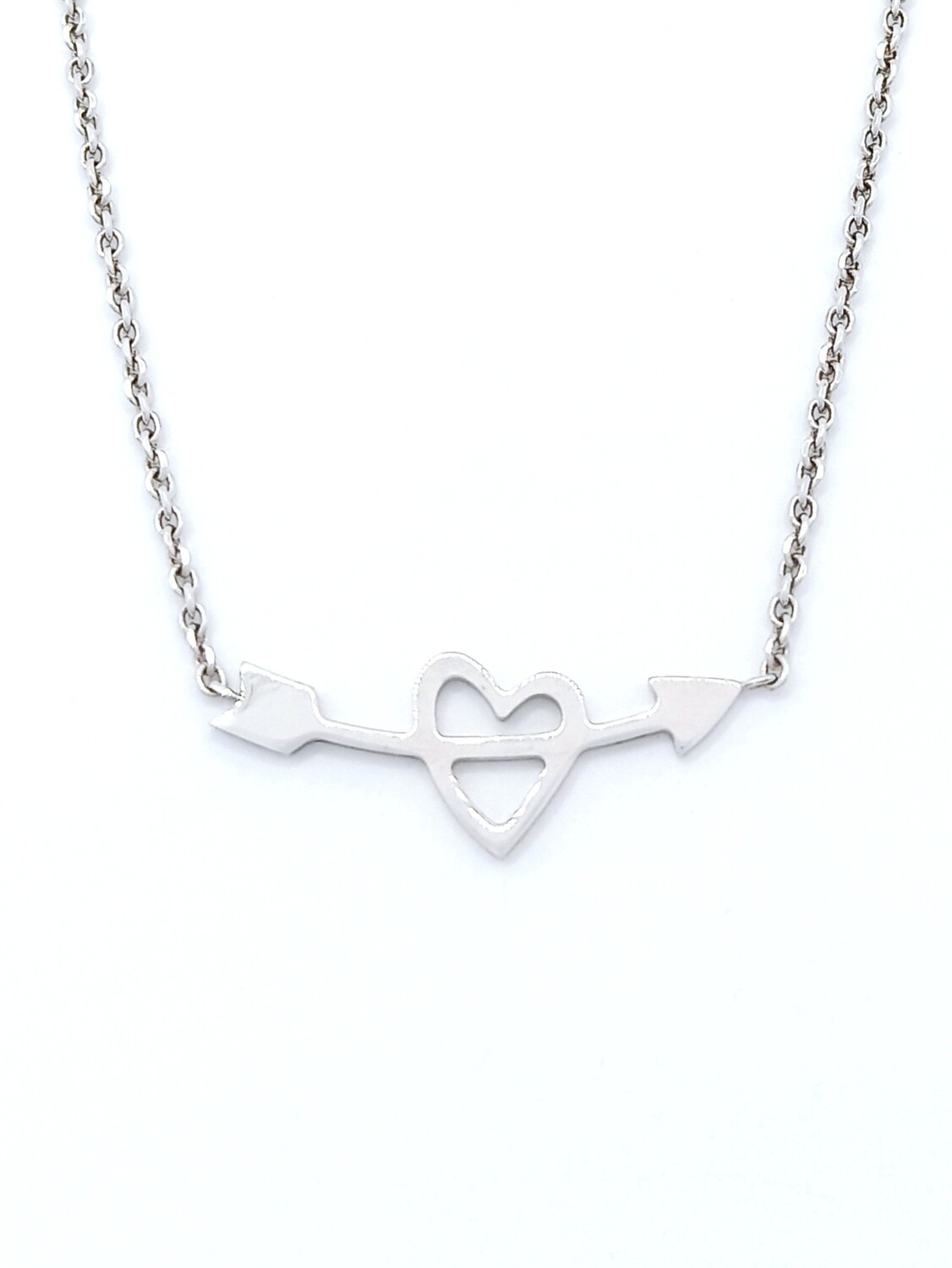 Silver 925 arrow-heart necklace, MODEL-CHAIN LENGTH: 1-Chain Length: 36.5+4.5cm Adjustable