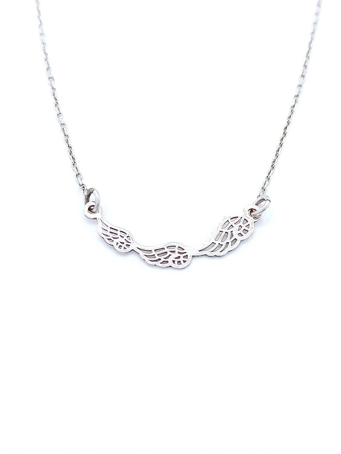 Silver 925 trible angel wing design necklace, COLOR: 1 White gold plated