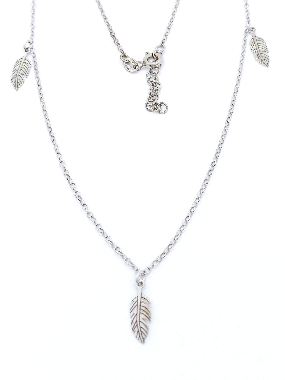 Silver 925 triple or single feather necklace