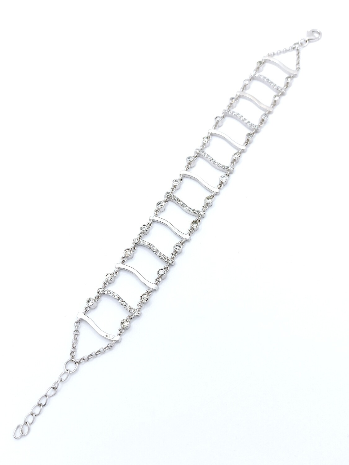 Silver 925 white stone modern hand bracelet