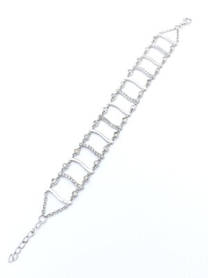 Silver 925 white stone modern hand bracelet
