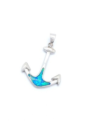 Silver 925  Opal blue anker pendant
