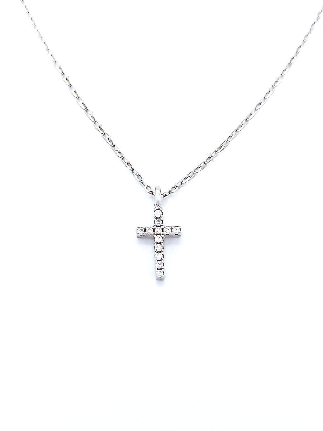 Silver 925 cross necklace, MODEL-STONE-PENDANT SIZE-CHAIN LENGTH: 1-CZ White zirconia-Pendant Height: 1.3cm-Width: 0.6cm-Chain Length: 40+5cm Adjustable