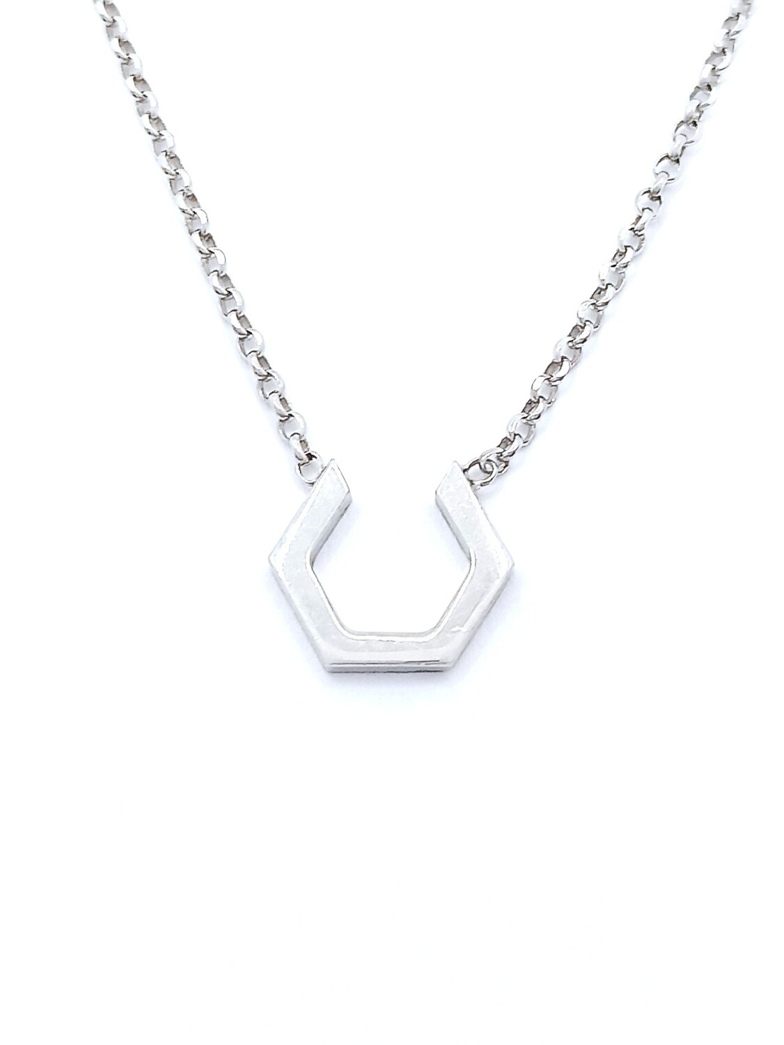 Silver 925 solid octagon necklace, MODEL: 1 OPEN OCTAGON