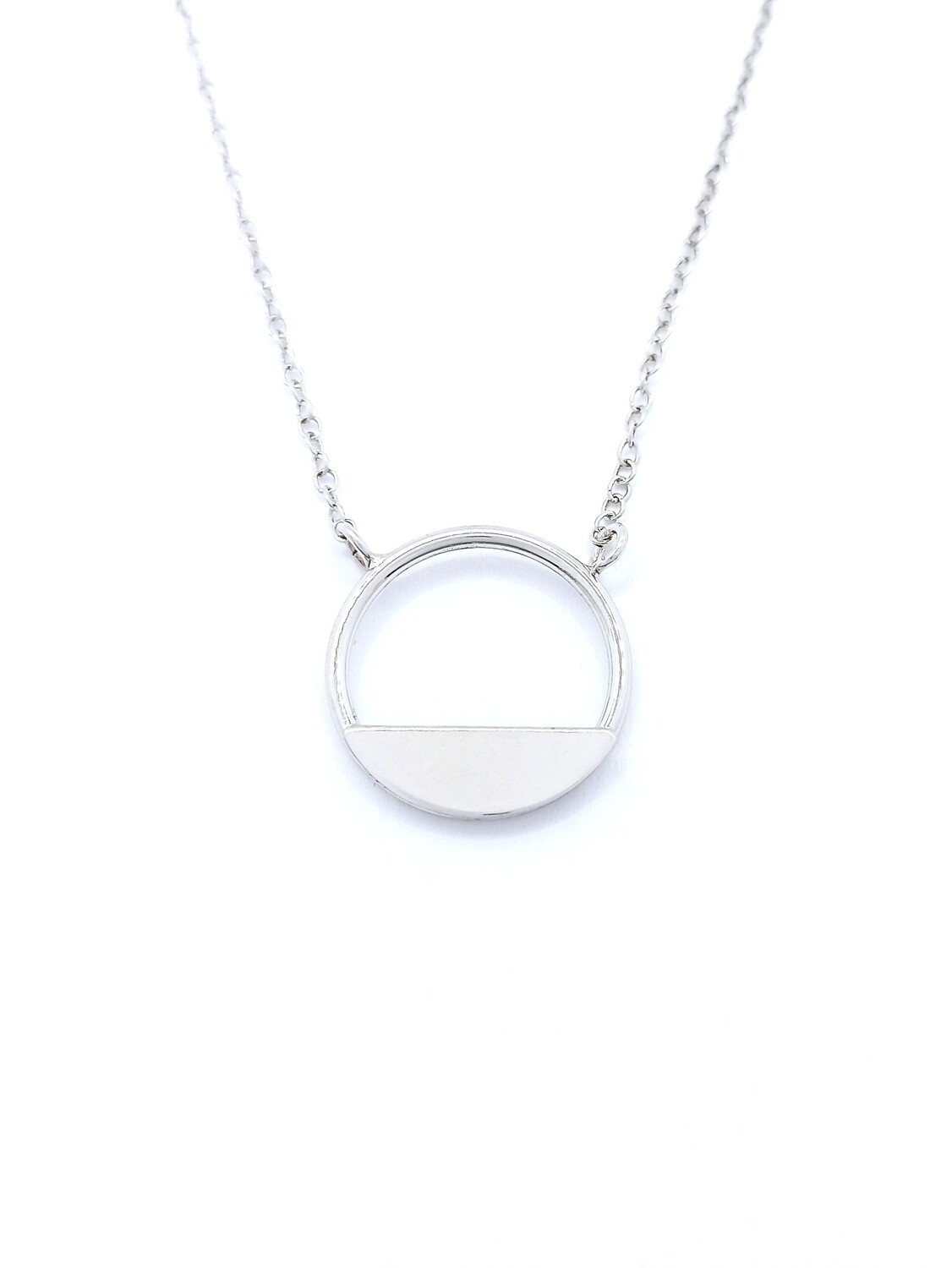 Silver 925 round diamond cut  necklace, MODEL-COLOR-SIZE-CHAIN LENGTH: 1-White-Pendant size: 1.7cm-Chain Length: 41+3.5cm