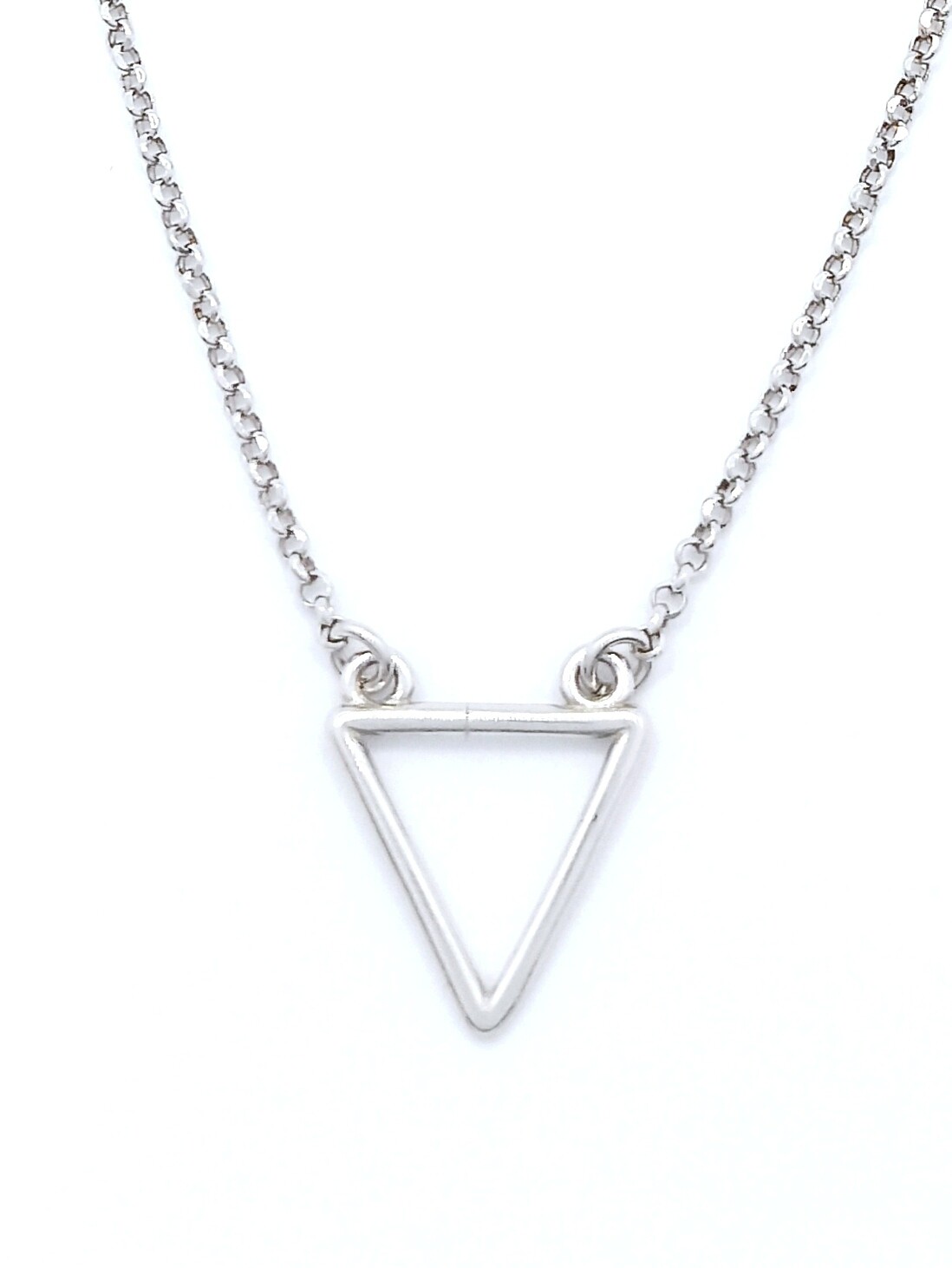 Silver 925 triangle necklace, MODEL-COLOR: 1-White gold plated