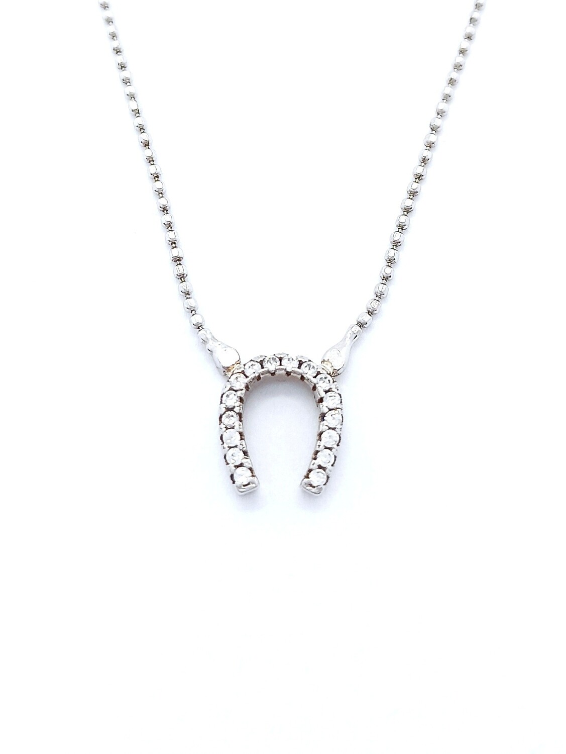 Silver 925 horseshoe necklace, MODEL: 1 STONE HORSESHOE