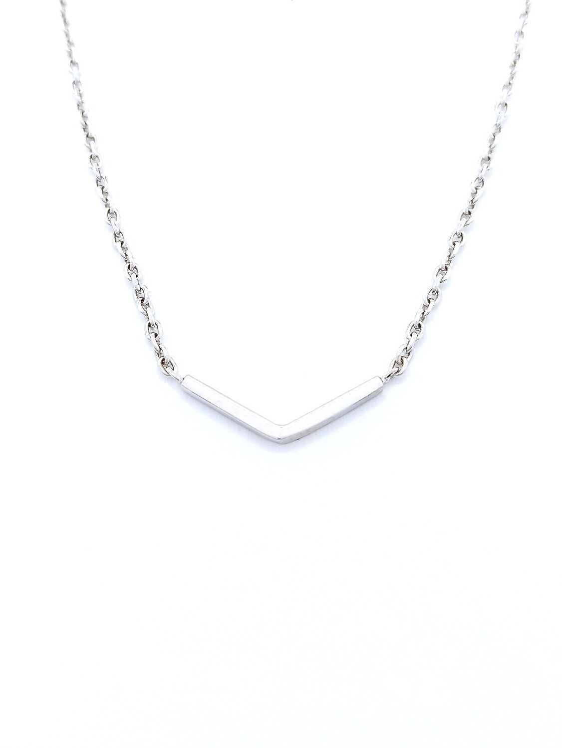 Silver 925 V design necklace, MODEL-CHAIN LENGTH: 1 Chain Length: 39+5cm Adjustable