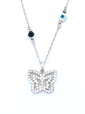 Silver 925 white or gold butterfly necklace