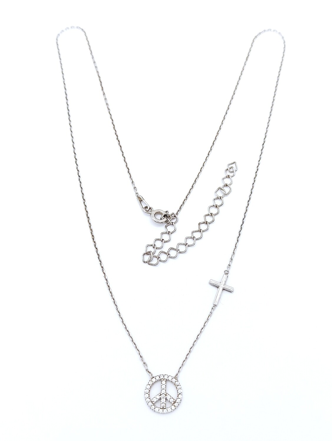 Silver 925 peace with cross necklace
