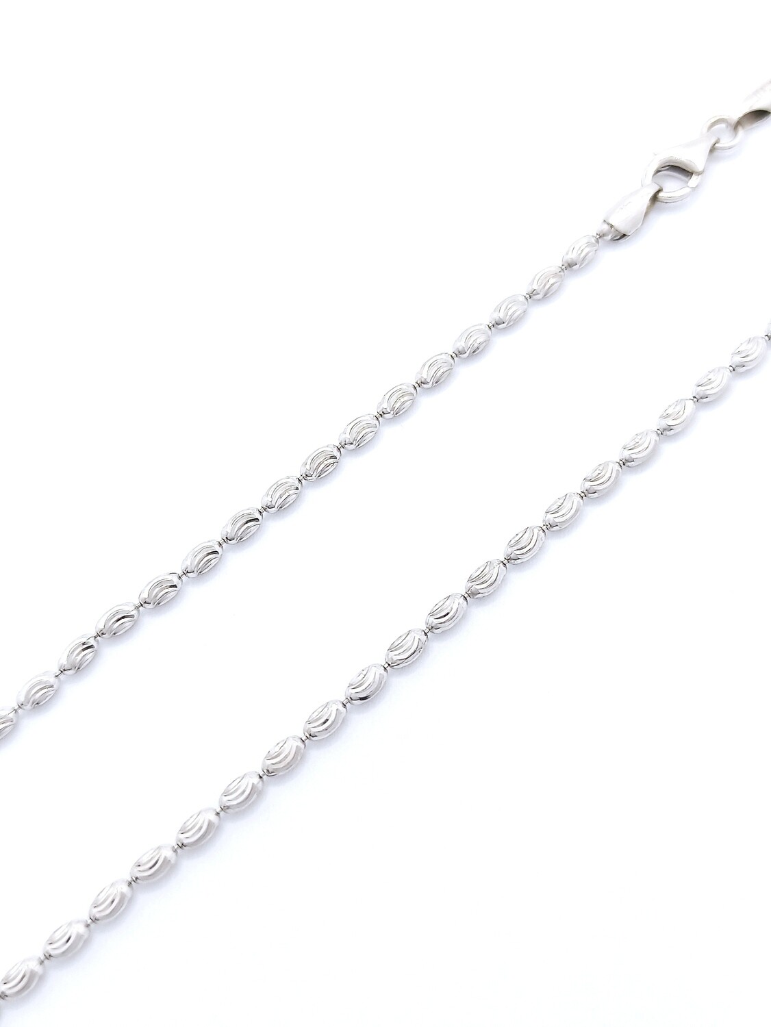 Silver 925 diamond cut oval ball necklace, MODEL-CHAIN WIDTH-CHAIN LENGTH: 1 Chain width : 2.30mm-Chain Length : 45cm