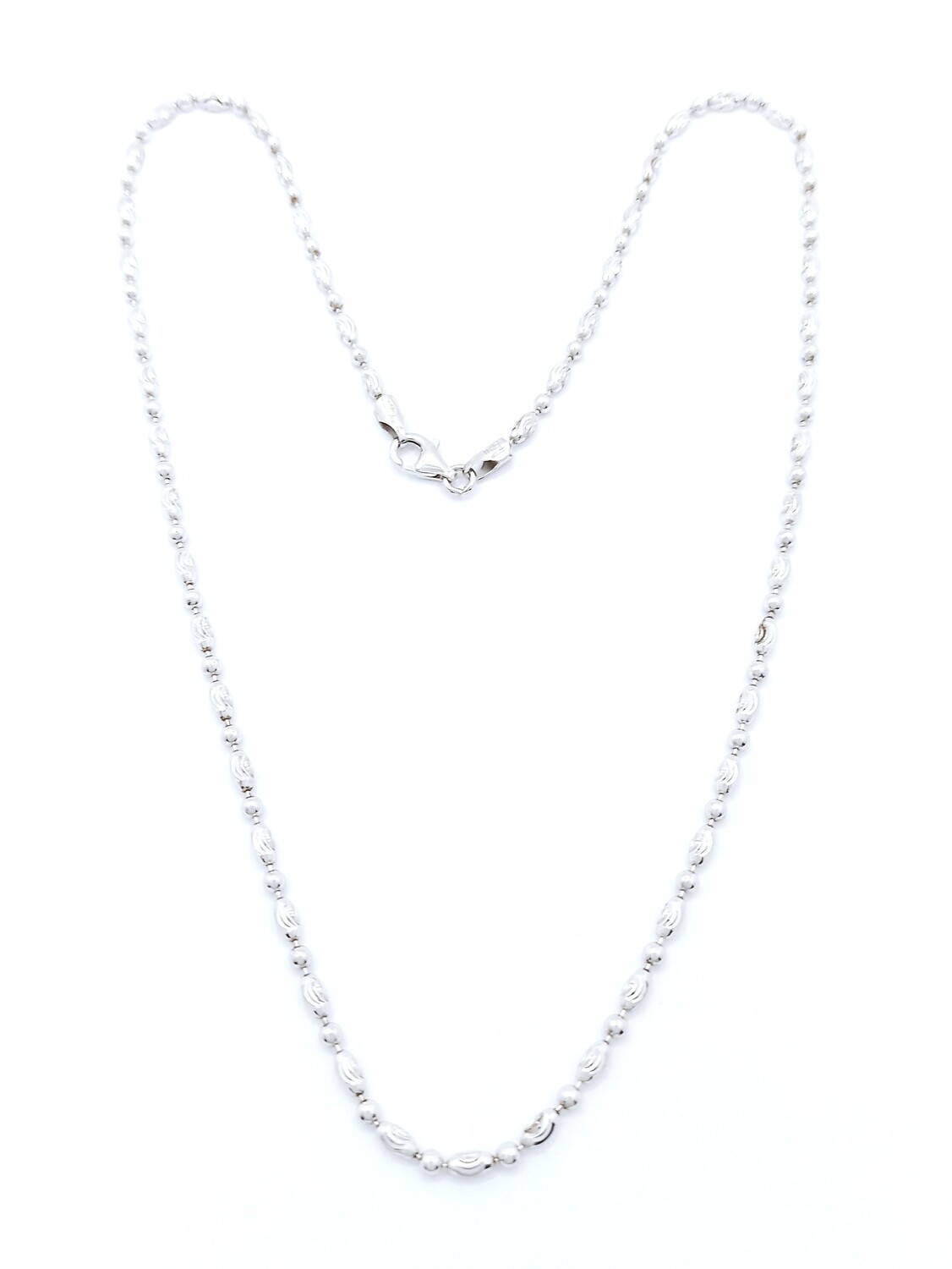 Silver 925 diamond cut oval ball necklace