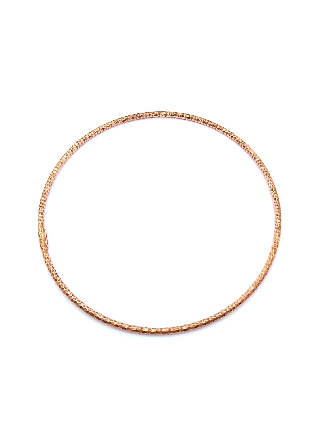 Silver 925 diamond cut hand bangle bracelet, MODEL-COLOR-SIZE-CHAIN LENGTH: 1-Rose gold plated-Bracelet Width: 2mm-Bracelet Diameter : 21cm