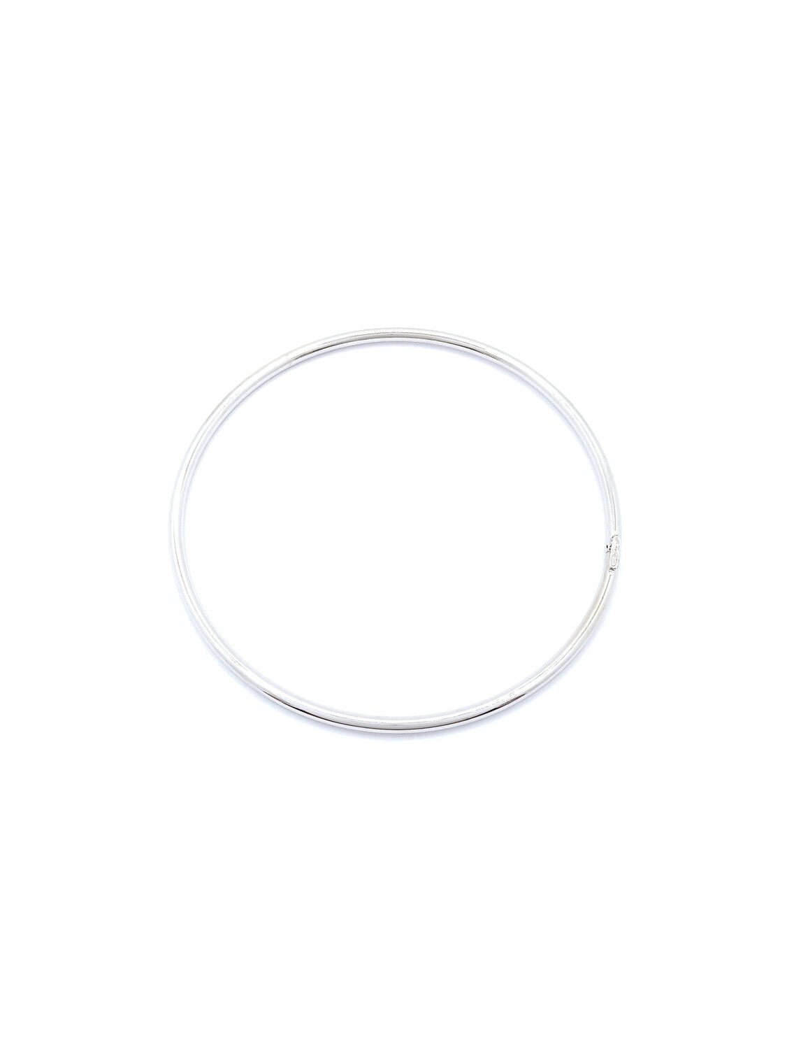 Silver 925 closed hand round bangle bracelet, ΜΟΔΕΛ-COLOR-Bracelet Width-SIZE: 1 White gold plated-Bracelet Width 2.50mm-Bracelet  Diameter 20cm